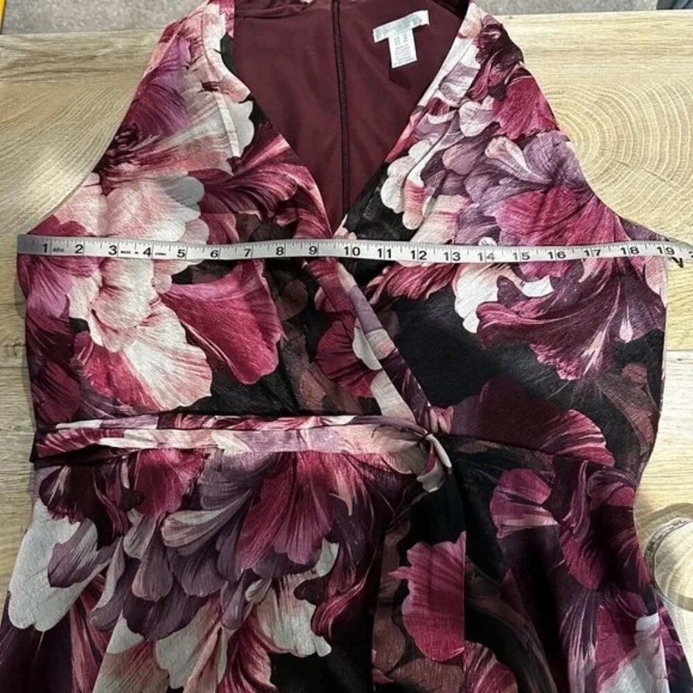 NWT London Times Pink Floral Crepe Vneck Sleeveless Dress 12 - Picture 11 of 12